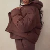 Hero Chocolate Oversized C-förmige Pufferjacke