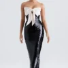 Holly – Schwarzes, trägerloses Pailletten-Kleid mit Schleife Holly – Schwarzes, trägerloses Pailletten-Kleid mit Schleife