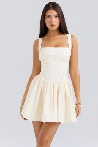 Honor Buttermilk Minikleid mit Schleifenverzierung