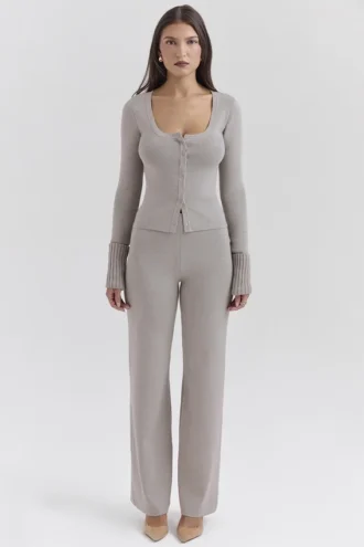 Hunter Grey Kaschmir-Hose mit geradem Bein