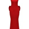 Ilaria Rotes Neckholder-Kleid mit Schleifen Ilaria Rotes Neckholder-Kleid mit Schleifen
