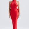 Ilaria Rotes Neckholder-Kleid mit Schleifen Ilaria Rotes Neckholder-Kleid mit Schleifen
