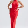 Ilaria Rotes Neckholder-Kleid mit Schleifen Ilaria Rotes Neckholder-Kleid mit Schleifen