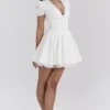 Imani Weißes plissiertes Baumwoll-Minikleid