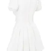 Imani Weißes plissiertes Baumwoll-Minikleid
