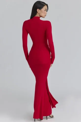 Imogen Scarlet Red Hip Drape Maxikleid