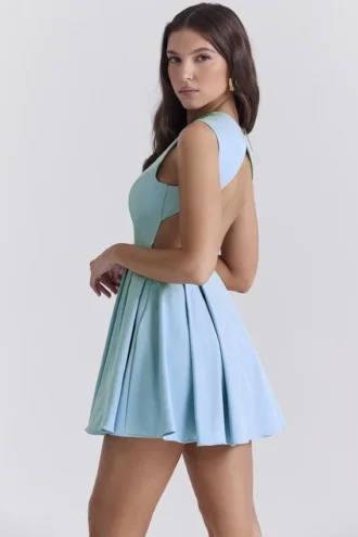 Ingrid Mini-Kleid aus toskanisch-blauem Twill