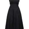 Isabeau Schwarzes Midi-Korsetts-Kleid aus strukturiertem Satin Isabeau Schwarzes Midi-Korsetts-Kleid aus strukturiertem Satin