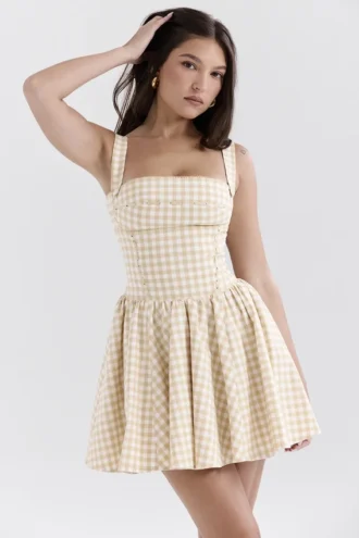 Isadora Mini-Kleid mit Lebkuchen-Gingham-Muster