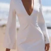 Isha Weißes Baumwoll-Minikleid mit Glockenärmeln