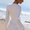 Isha Weißes Baumwoll-Minikleid mit Glockenärmeln