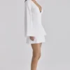 Isha Weißes Baumwoll-Minikleid mit Glockenärmeln