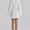 Isha Weißes Baumwoll-Minikleid mit Glockenärmeln