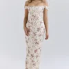 Isis Vintage cremefarbenes Maxikleid mit Blumenprint und Korsett Isis Vintage cremefarbenes Maxikleid mit Blumenprint und Korsett