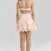 Isla Mini-Kleid aus pfirsichfarbener Broderie-Anglaise-Spitze