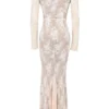 Isoline Maxikleid aus pfirsichfarbener Spitze Isoline Maxikleid aus pfirsichfarbener Spitze