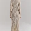 Isoline Maxikleid aus pfirsichfarbener Spitze Isoline Maxikleid aus pfirsichfarbener Spitze