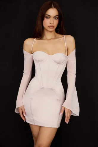 Isra Kristall-Satin-Korsetts-Minikleid