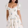 Issa Cremefarbenes Minikleid aus Baumwolle mit Blumenprint Issa Cremefarbenes Minikleid aus Baumwolle mit Blumenprint