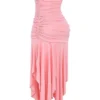 Ivana Apricot Asymmetrisches Kleid mit Raffungen