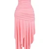 Ivana Apricot Asymmetrisches Kleid mit Raffungen