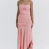 Ivana Apricot Asymmetrisches Kleid mit Raffungen