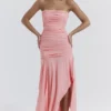 Ivana Apricot Asymmetrisches Kleid mit Raffungen