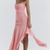 Ivana Apricot Asymmetrisches Kleid mit Raffungen