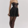 Jadore – Schwarzes, trägerloses Minikleid aus Spitze und Satin Jadore – Schwarzes, trägerloses Minikleid aus Spitze und Satin