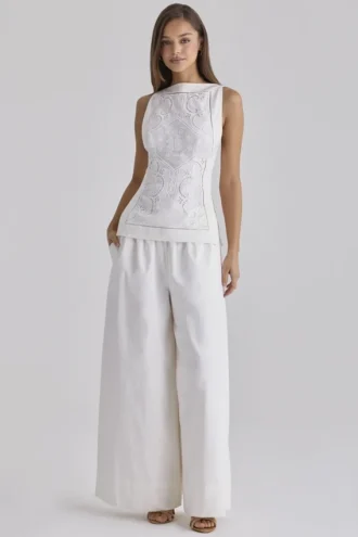 Jae Weiße Baumwollhose mit weitem Bein