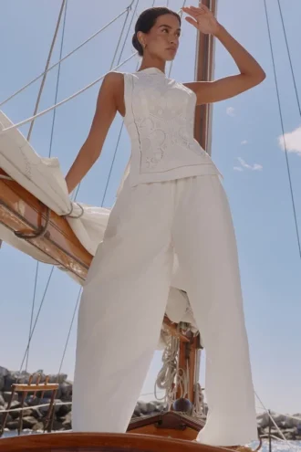 Jae Weiße Baumwollhose mit weitem Bein