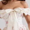 Jaide Minikleid aus Stretch-Baumwolle mit Blumenprint und schulterfreiem Korsett Jaide Minikleid aus Stretch-Baumwolle mit Blumenprint und schulterfreiem Korsett