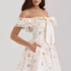 Jaide Minikleid aus Stretch-Baumwolle mit Blumenprint und schulterfreiem Korsett Jaide Minikleid aus Stretch-Baumwolle mit Blumenprint und schulterfreiem Korsett