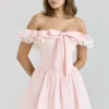 Jaide Rosa Stretch-Baumwoll-Mini-Korsetts-Kleid mit schulterfreiem Ausschnitt