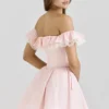 Jaide Rosa Stretch-Baumwoll-Mini-Korsetts-Kleid mit schulterfreiem Ausschnitt