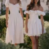 Jaide Weißes Baumwoll-Mini-Korsetts-Kleid mit schulterfreiem Ausschnitt Jaide Weißes Baumwoll-Mini-Korsetts-Kleid mit schulterfreiem Ausschnitt