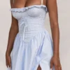 Jaime Midi-Sommerkleid aus weicher blauer Baumwolle mit Broderie Anglaise Jaime Midi-Sommerkleid aus weicher blauer Baumwolle mit Broderie Anglaise