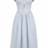 Jaime Midi-Sommerkleid aus weicher blauer Baumwolle mit Broderie Anglaise Jaime Midi-Sommerkleid aus weicher blauer Baumwolle mit Broderie Anglaise