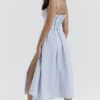 Jaime Midi-Sommerkleid aus weicher blauer Baumwolle mit Broderie Anglaise Jaime Midi-Sommerkleid aus weicher blauer Baumwolle mit Broderie Anglaise