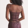 Jalena Mulberry Kleid aus veganem Leder mit Spitzenrücken Jalena Mulberry Kleid aus veganem Leder mit Spitzenrücken
