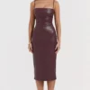 Jalena Mulberry Kleid aus veganem Leder mit Spitzenrücken Jalena Mulberry Kleid aus veganem Leder mit Spitzenrücken
