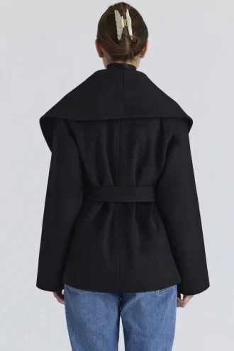 James – Schwarze Jacke mit Schalkragen aus Wolle