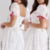 Jana Weißes Mini-Kleid mit Puffärmeln und Broderie Anglaise Jana Weißes Mini-Kleid mit Puffärmeln und Broderie Anglaise