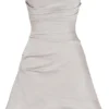 Jasmine Oyster Drapiertes trägerloses Korsetts-Kleid