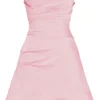 Jasmine – Rosafarbenes, drapiertes, trägerloses Korsetts-Kleid