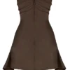 Jasmine – Schokoladenbraunes, drapiertes, trägerloses Korsett-Kleid Jasmine – Schokoladenbraunes, drapiertes, trägerloses Korsett-Kleid