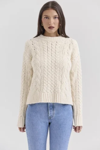 Jasper Cream Chunky Cable Knit Pullover