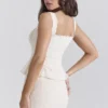 Jeans-Vintage-Creme-Baumwoll-Peplum-Oberteil mit Broderie Anglaise Jeans-Vintage-Creme-Baumwoll-Peplum-Oberteil mit Broderie Anglaise