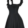 Jemima Schwarzes Plissee-Kleid mit Biesen Jemima Schwarzes Plissee-Kleid mit Biesen