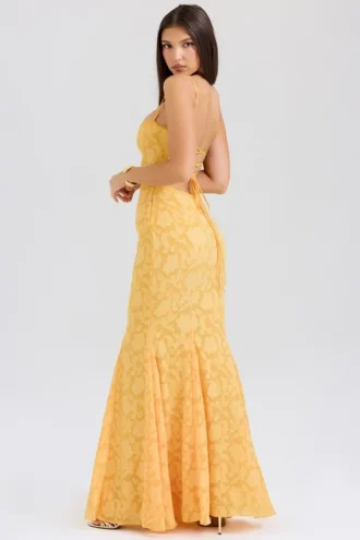 Joan Apricot Maxikleid mit Schnürung am Rücken